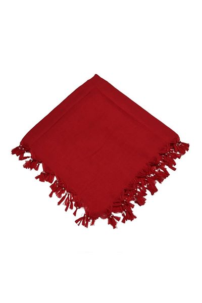 Gülsoy Women's Disassembly Beaded Scarf Handcrafted Cotton Cheesecloth Red 110cm X 110cm