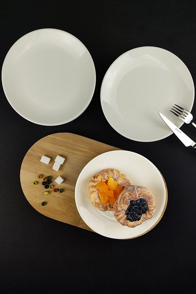 Digithome Set of 6 Sea Form Porcelain Cake Plates 19 Cm Cream - Tl4037058 C320.003