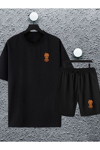 macklin Unisex Γυναικεία Ανδρικά Σετ φόρμας Marvel Groot με στάμπα μεγάλου μεγέθους και σορτς