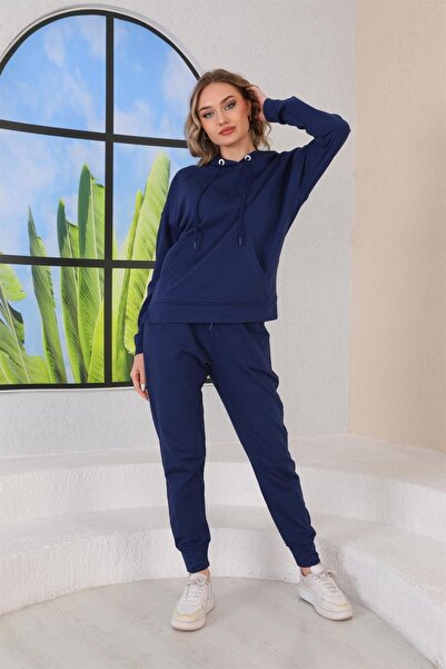 WestBound Жіночий спортивний комплект з рельєфним серцевим візерунком, щоденні спортивні штани, синій