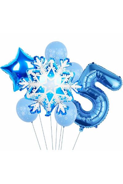 Parti Station Snowflake Frozen Elsa Winter Concept Snowflake 5 Year Old Balloon Concept Birthday Set Age Balloon Set