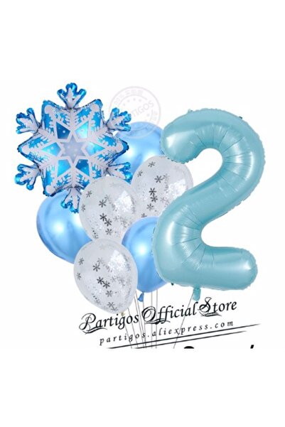 Parti Station Kar Tanesi Frozen Elsa Kış Konsept Snowflake 2 Yaş Balon Konsep...