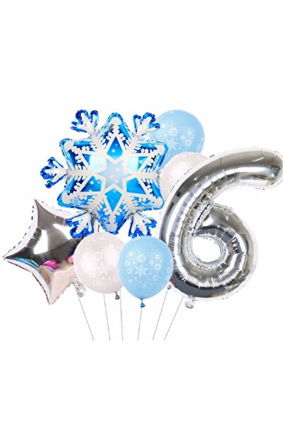 Parti Station Kar Tanesi Frozen Elsa Kış Konsept Snowflake 6 Yaş Balon Konsep...
