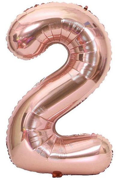 BeySüS Number Foil Balloon Rosegold Number 2 40 Inch