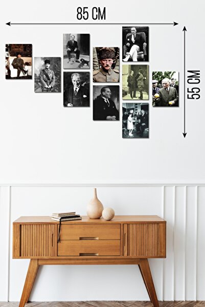 FourArts Ahşap Dekoratif Atatürk Tablosu 10 Parçalı