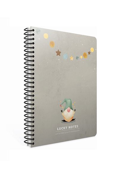 Gıpta Lucky Notes Spiral Hard Cover 17x24 120 Sheets Lined Notebook