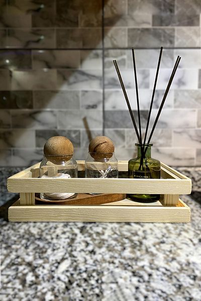 ÖZCANLAR ÇERÇEVE Wooden Organizer Multi-Purpose Wooden Organizer Wooden Presentation Holder Decorative Bathroom Kitchen Organizer