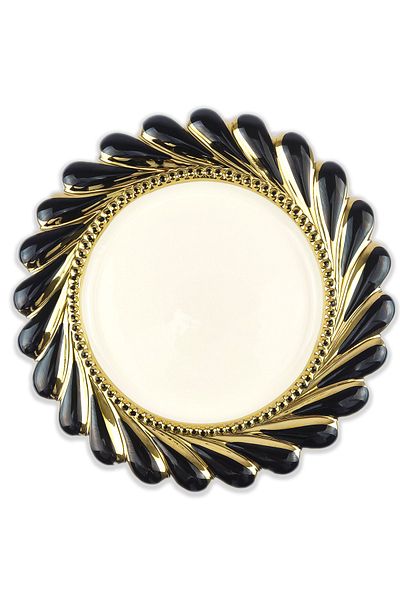 Digithome Callavi Round Serving Plate 33 Cm Black Gold - Gbo 177 C320.113