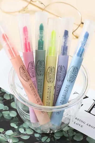 NaSaDAN 6 Colors Pastel Colors Highlighter with Drying Protector