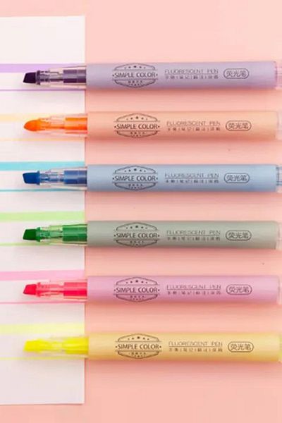 NaSaDAN 6 Colors Pastel Colors Highlighter with Drying Protector