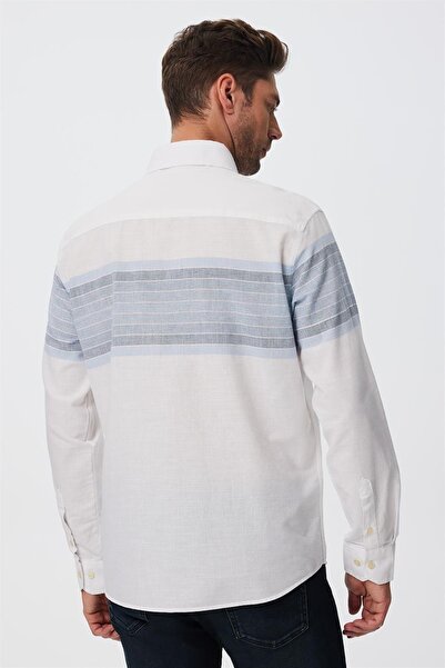 Lee Cooper Ανδρικό υφαντό πουκάμισο Carlo Λευκό - Μπλε