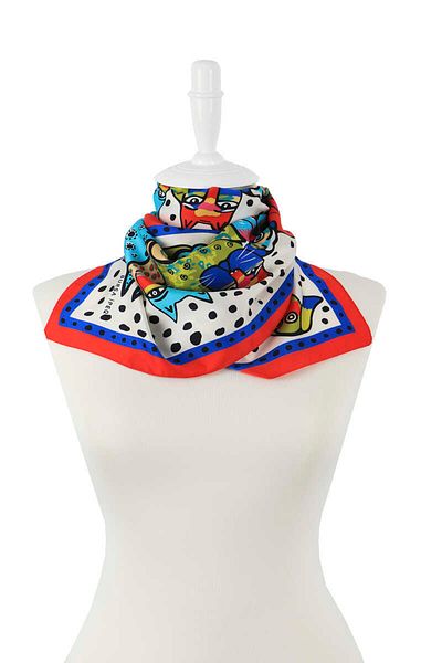 Bursa İpek Red Black Patterned Silky Scarf