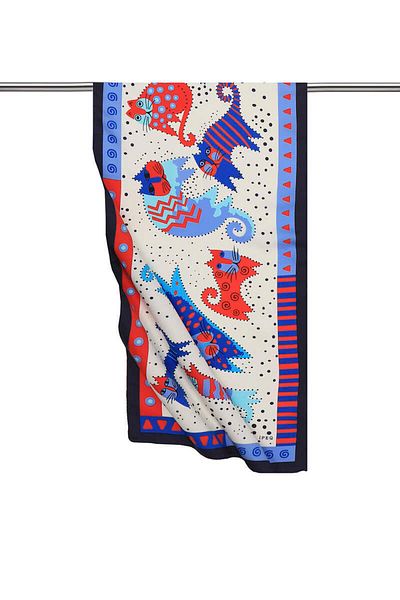 Bursa İpek Indigo Saks Patterned Silky Scarf