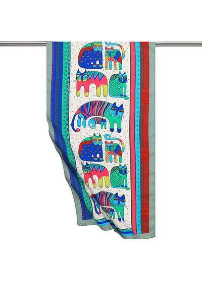 Bursa İpek Mint Benetton Patterned Silky Scarf