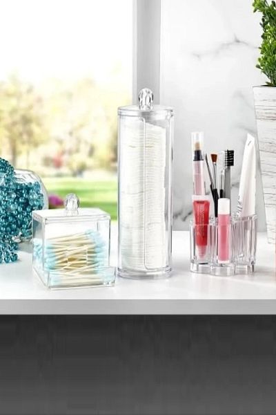 Else Dekor Else Διαφανές Σετ Organizer 3 τεμαχίων Βαμβακερή θήκη Μακιγιάζ Organizer Θήκη κραγιόν Els504