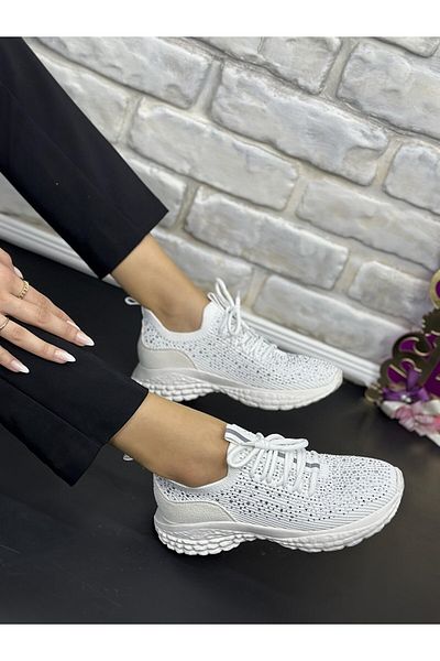 Guja Original Women's Summer Stylish Jewelled Slip On Non-Slip Sole White Sneaker Shoes Women Summer Shoes