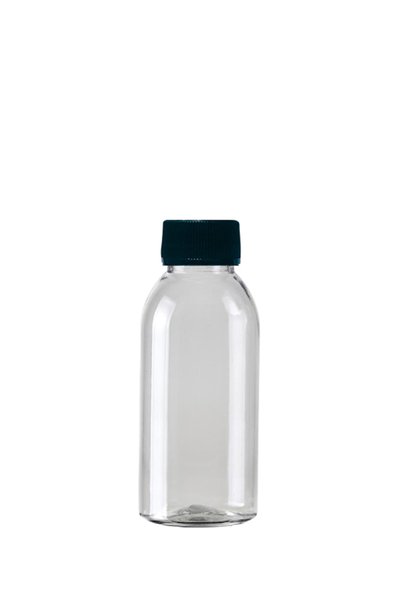 Güvenç Ambalaj 100 Adet - 150ml Plastik Şeffaf Oval Boyunlu Şişe, Boş Düz Siy...