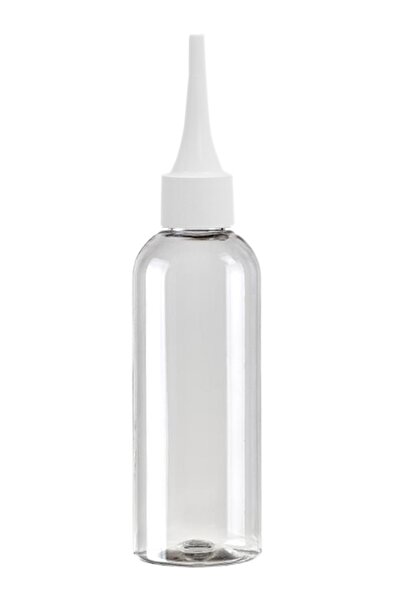 Güvenç Ambalaj 100 Adet - 200ml Plastik Şeffaf Oval Boyunlu Şişe, Boş Beyaz Sivri Uclu Damlalıklı Pet Şişe