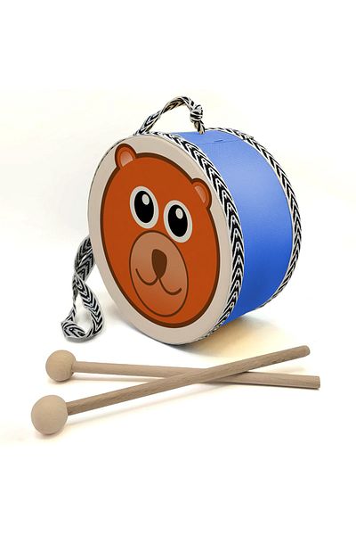 BAKSEPETE Teddy Bear Printed, Genuine Leather, Toy Children's Drum (Age 1-5) (blue)