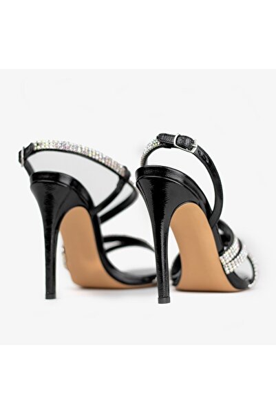 Nervia | Bella Black Stone Heeled Women's Sandals