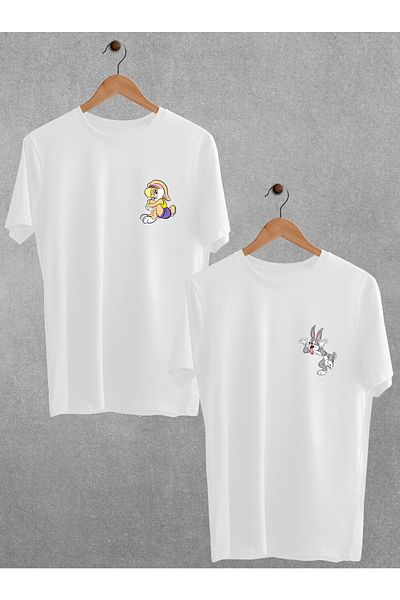 Pear Wear Μπλουζάκι Bugs Bunny Lola Printed Lover Couple T-shirt Μαύρο Λευκό Oversize Lover T-shirt