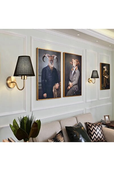 burenze Modern Tasarım Duvar Aplik Gold Gövde Siyah Elektrikle Çalışır