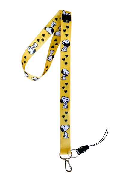 neptünstore Snoppy, curea galbenă pentru gât și suport pentru curea pentru telefon,