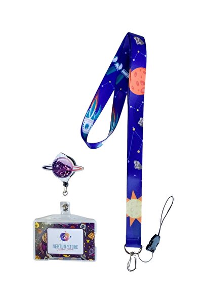 neptünstore Planete Saturn Set de 3 frânghie pentru gât și curea pentru telefon + suport pentru card pentru guler Yoyo