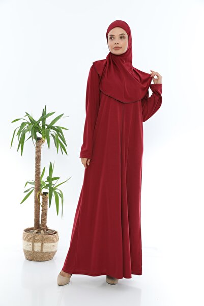 medipek Easy to Wear Zippered One-Piece Prayer Dress Claret Red