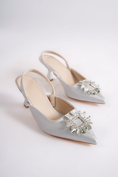 Modabuymus Βραδινό φόρεμα Elizabeth Silver Stone Stiletto με λεπτό τακούνι