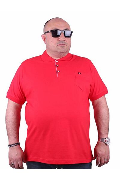 Starbattal Large Size Lycra Classic Pocket Polo T-Shirt 11501 Red