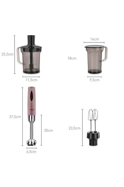 KORKMAZ Vertex Mega Blender Set Rosagold A445-05 & Mia Rosagold Waffle Machine A319-03 Special Set