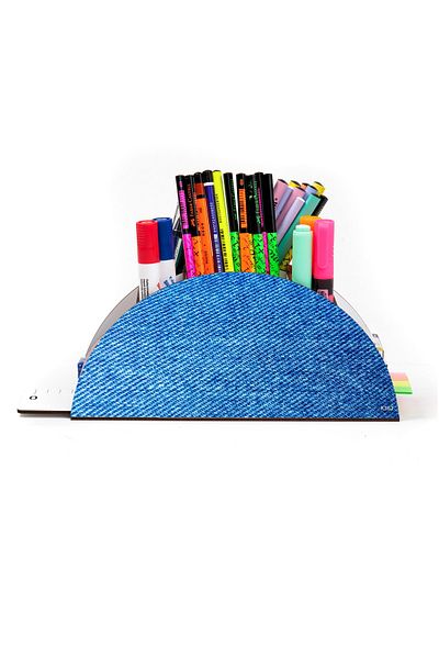 kutuTR Wooden Vip Student Series Rainbow Ruled Desktop Pen Holder Organizer with Assembled Box