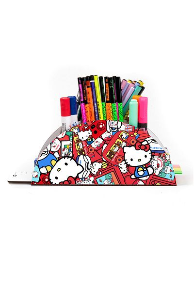 kutuTR Wooden Vip Emoji Series Rainbow Ruled Desktop Pen Holder Organizer for Kids Assembled Boxed