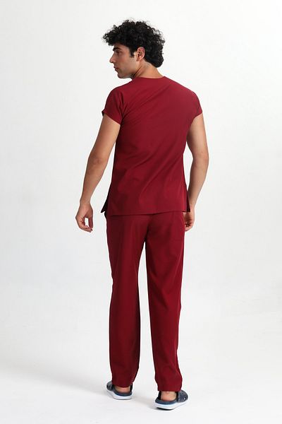 BAŞAK Costum bărbați din Lycra Scrubs Doctor Nurse Jersey Roșu Claret