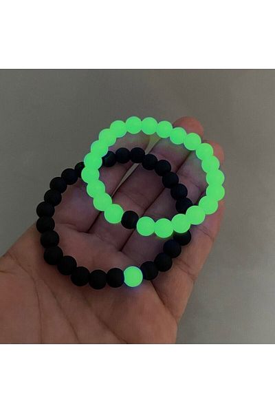 The Collection Glow in the Dark Cat's Eye and Onyx Natural Stone Lover Bracelet