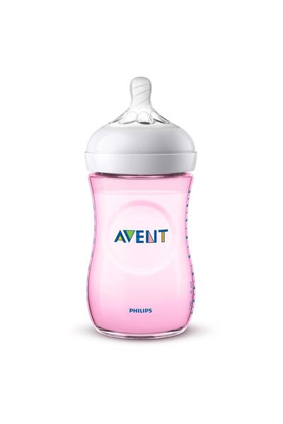 Philips Avent زجاجة طبيعية من البولي بروبيلين بسعة 260 ملليتر باللون الوردي