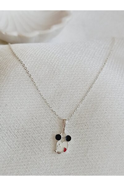 KESKİN GÜMÜŞ 925 Ayar Zirkon Taşlı Mickey Mouse Gümüş Kız Çocuk Kolye