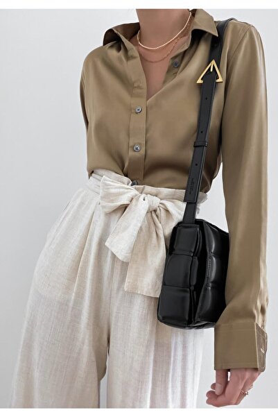 Piola Club Dámská saténová hnědá košile