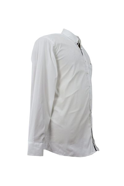 Bettino Μεγάλο μέγεθος OVERSIZED Βαμβακερό λευκό αθλητικό πουκάμισο μακρυμάνικο