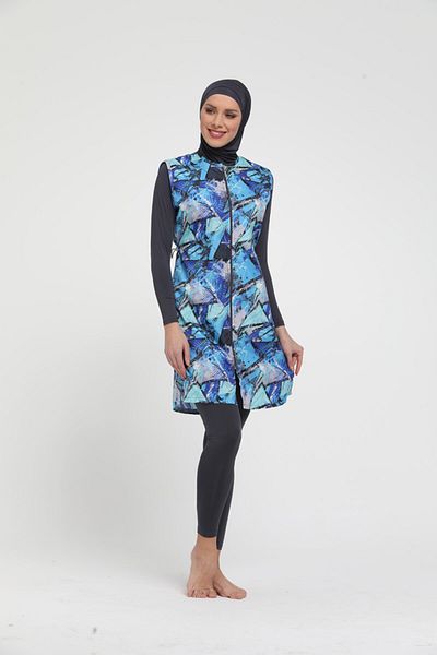 Chelly Γυναικείο μαγιό Anthracite Full Covered Hijab με φερμουάρ
