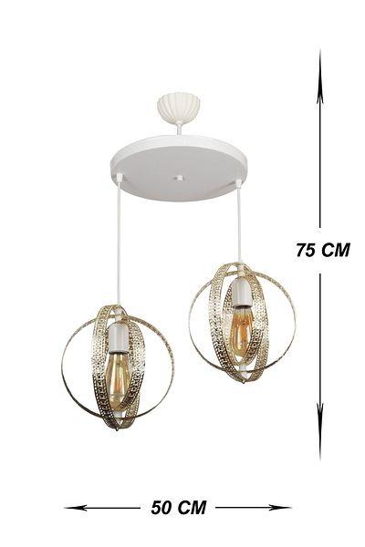 VENON Lighting Olivia 2 Li Pendant Lamp Case White Chrome Chandelier