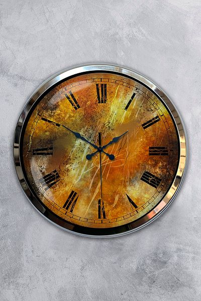 Kasva Concept Gift 40 cm Chrome Metal Antique Wall Clock