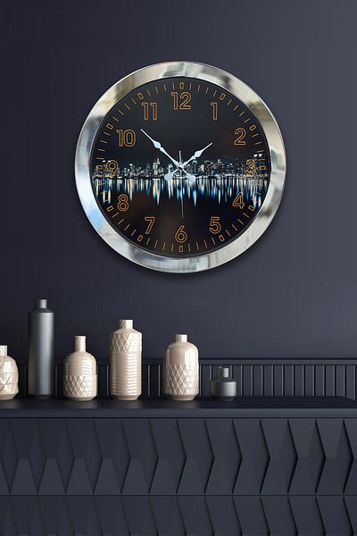 Kasva Concept Gift 36 cm Chrome Metal Reflection Wall Clock