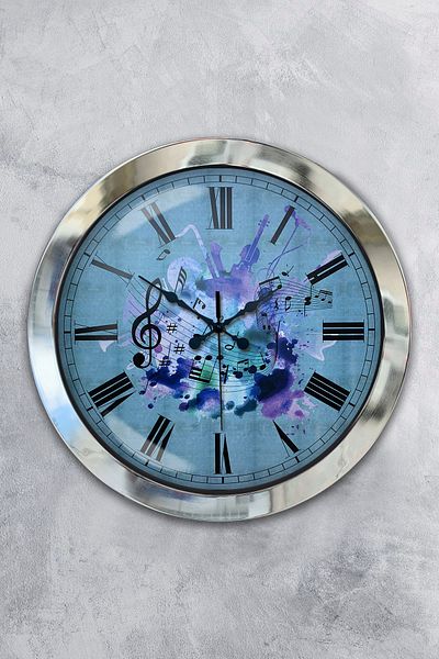 Kasva Concept Gift 36 cm Chrome Metal Music Wall Clock
