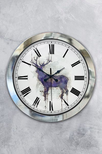Kasva Concept Gift 36 cm Chrome Metal Animal Wall Clock