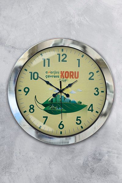 Kasva Concept Ceas de perete cu tematică periferică din metal cromat de 36 cm