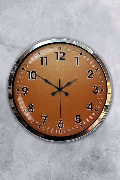 Kasva Concept Δώρο 40 εκ. Χρώμιο Μεταλλικό Πορτοκαλί Ρολόι τοίχου