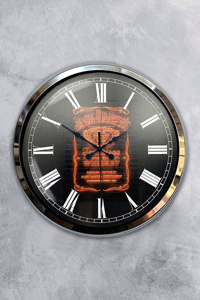 Kasva Concept 40 cm Chrome Metal Whiskey Wall Clock Gift