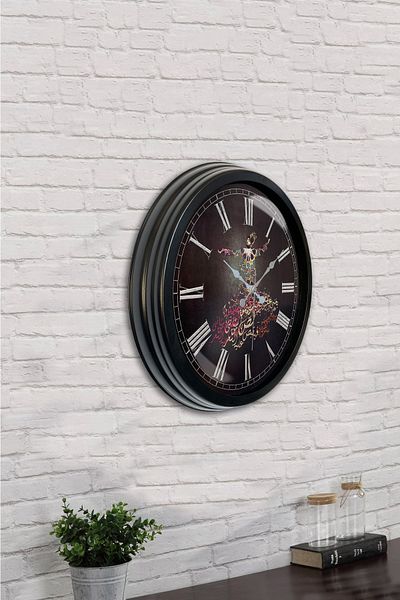 Kasva Concept Gift 40 cm Black Metal Mevlevi Wall Clock